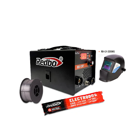 Kit Soldadora Inversora Redbo MIG-120P 2 en 1 (MIG Sin Gas / MMA) + Alambre Flux y Electrodos