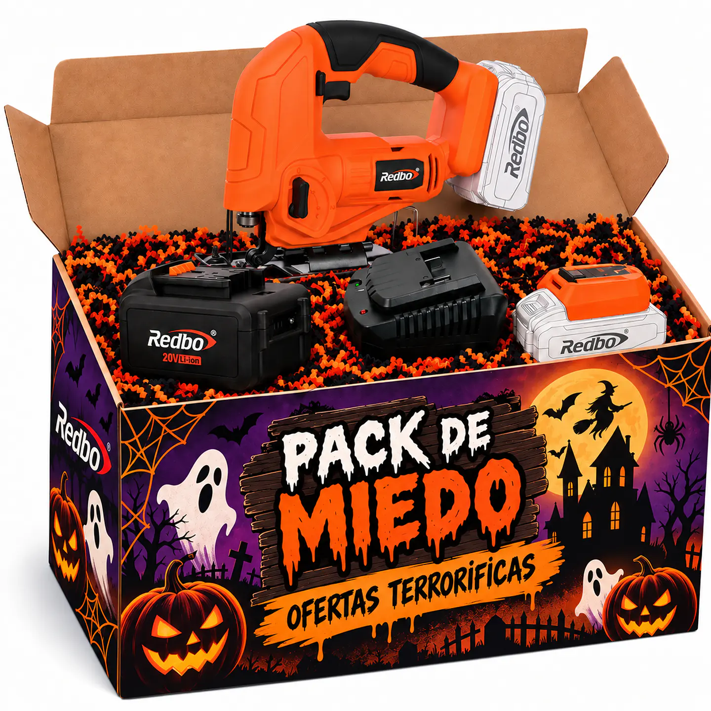 Pack Sierra Caladora Inalámbrica REDBO JS 21V-25+ Cargador+ Batería+ UP Para celular  1