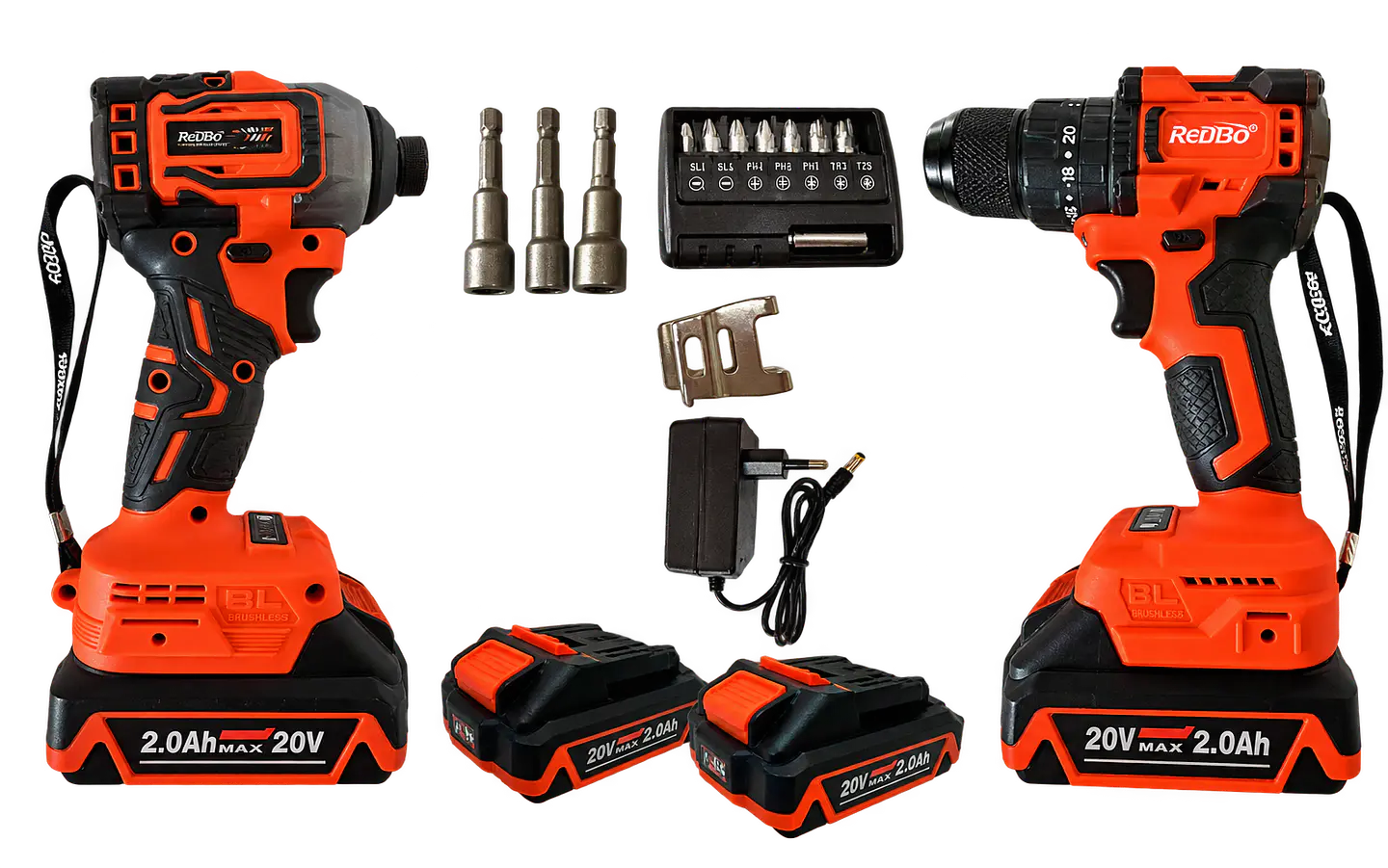 Combo Inalámbrico Brushless Redbo: Taladro  + Llave de Impacto 1/2