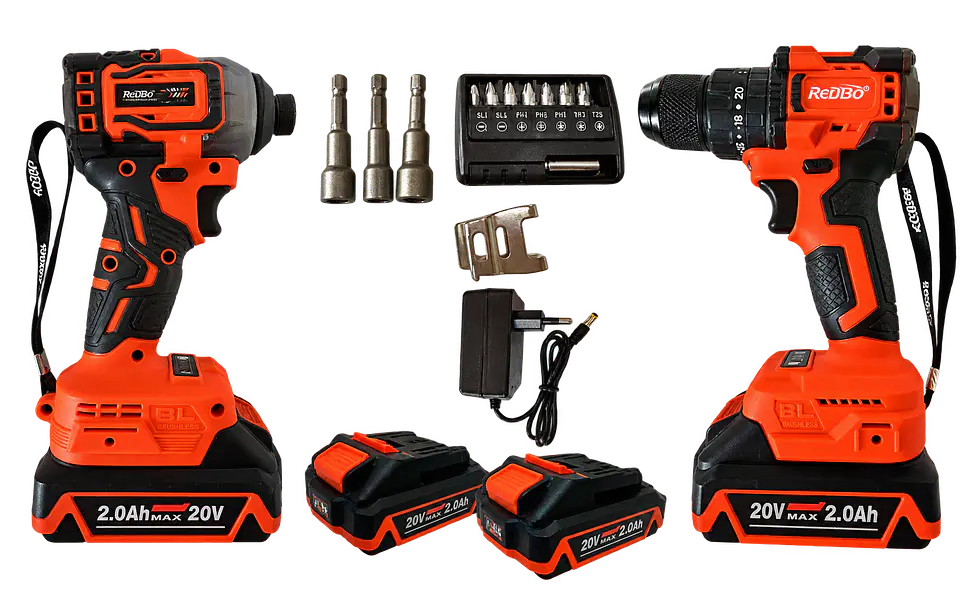Combo Inalámbrico Brushless Redbo: Taladro  + Llave de Impacto 1/2