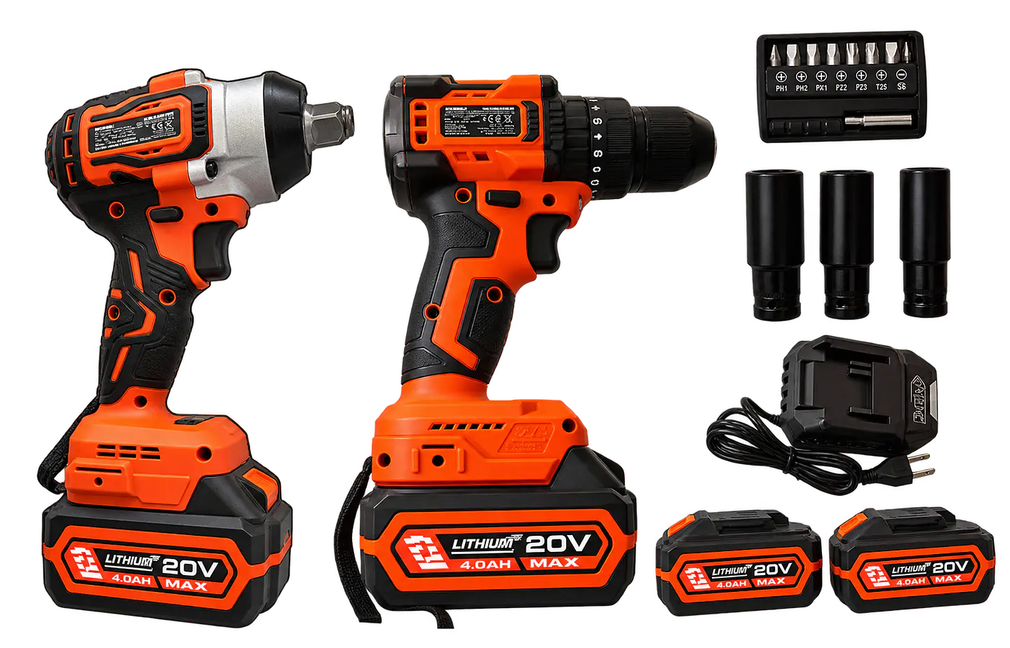 Combo Inalámbrico Brushless Redbo: Taladro  + Llave de Impacto 1/2