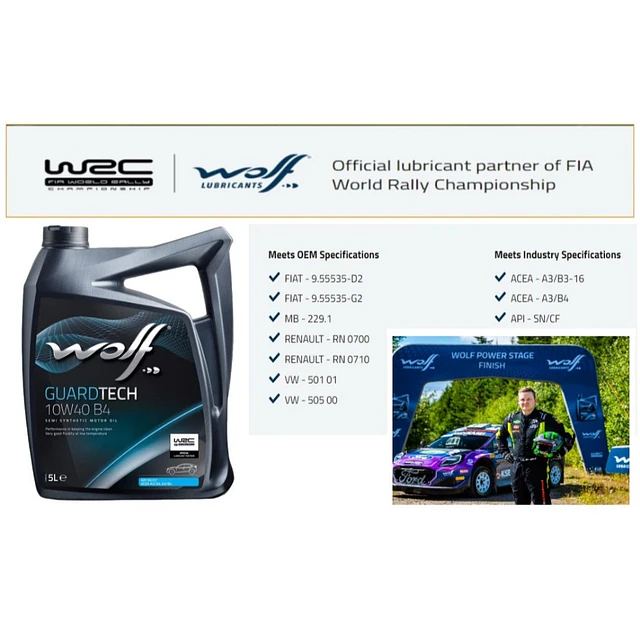 ÓLEO WOLF 10W40 GUARDTECH 5L