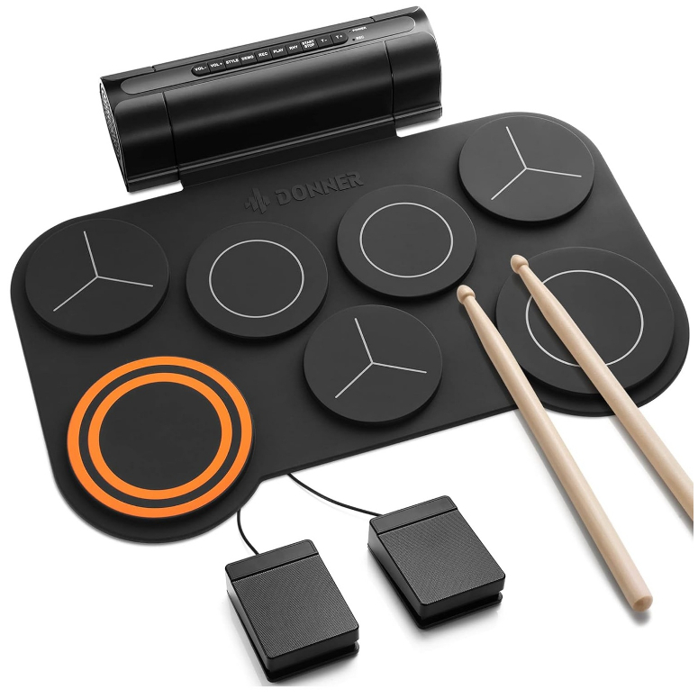 Batería Electrónica Donner DED-20 Portátil con MIDI USB y Parlantes