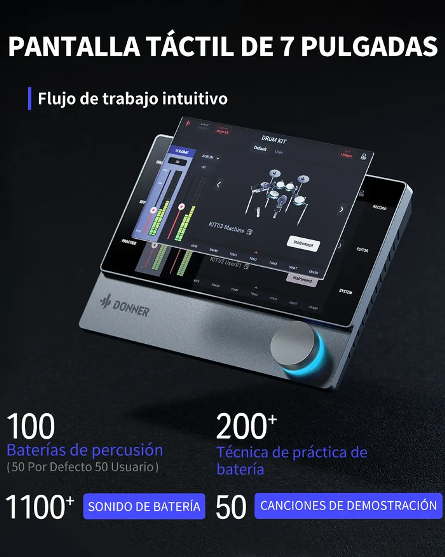Batería Electrónica Donner BackBeat Profesional Pantalla Táctil 7 3