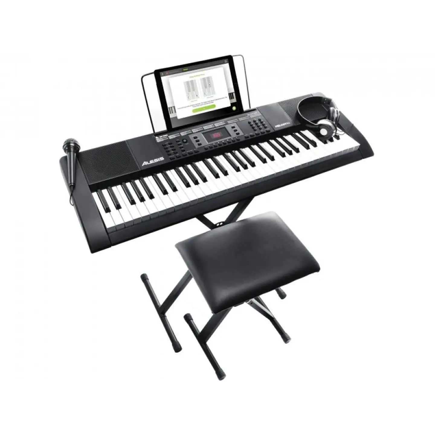 Pack Teclado Alesis Harmony 61 con Atril, Banco, Audífonos y Micrófono 1