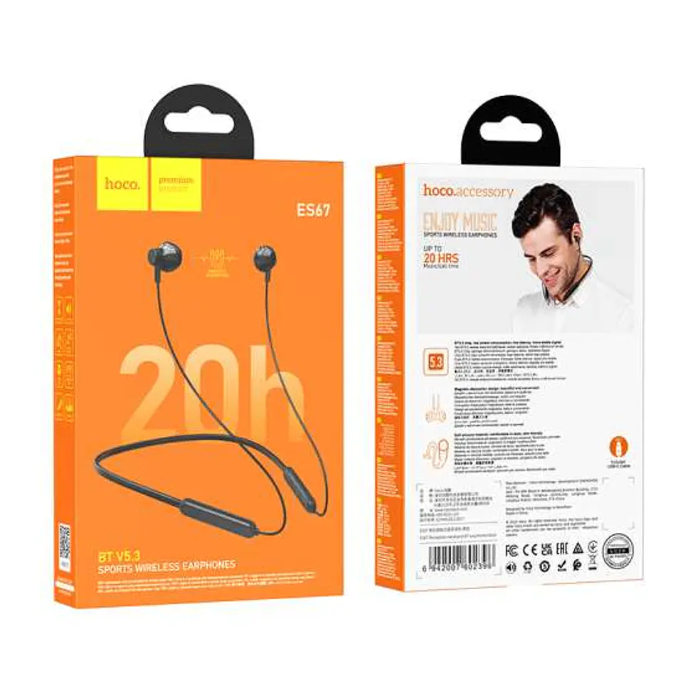 Audífonos Bluetooth Deportivo Hoco Es67 Negro 3