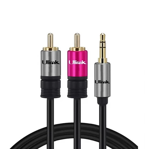 Cable Auxiliar Ulink 3.5mm a 2 RCA Macho 1.8m Audio Negro