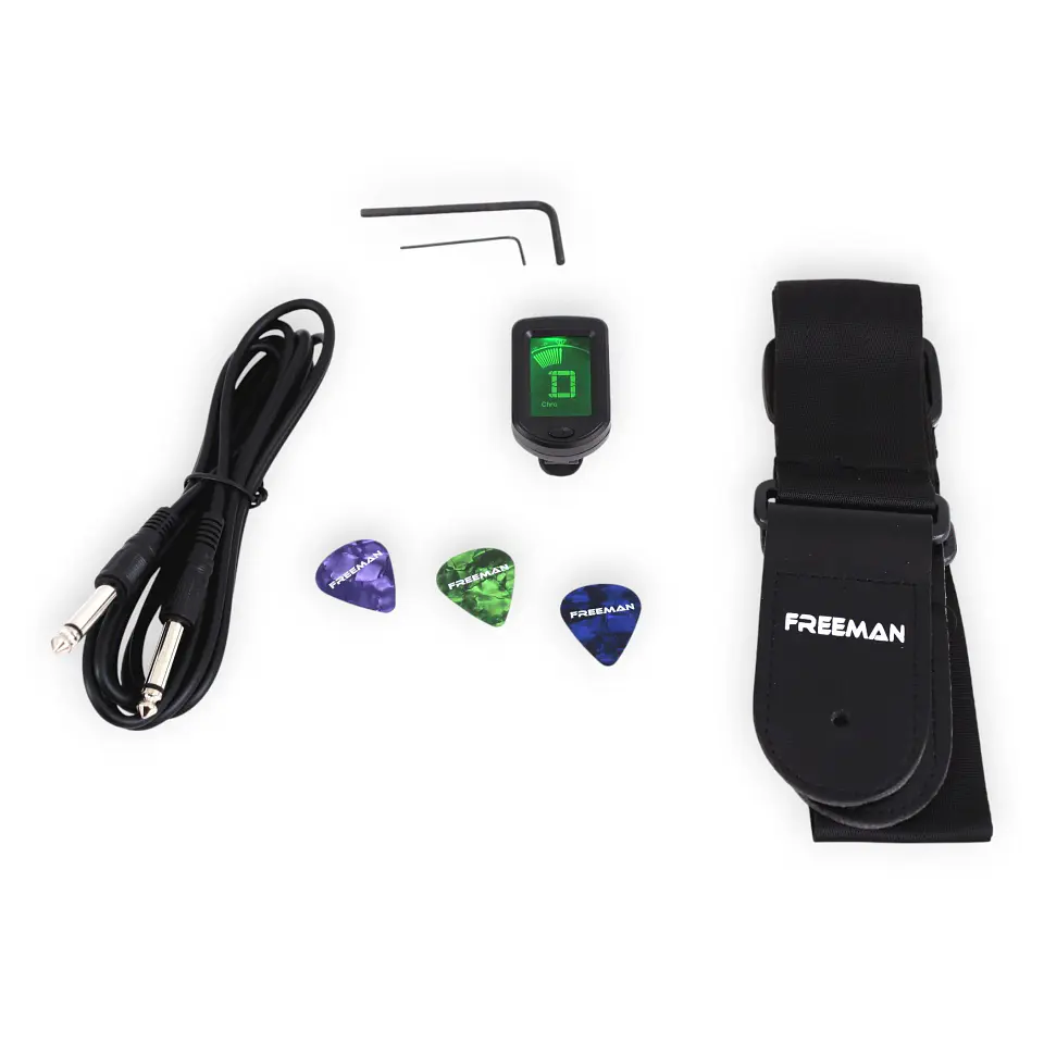Pack Guitarra Eléctrica Freeman Rockstarter Black + Amplificador 7