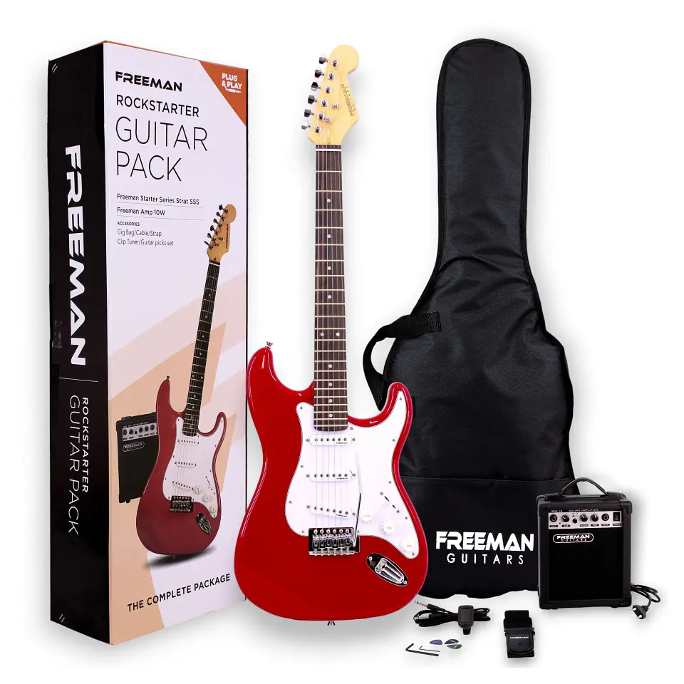 Pack Guitarra Eléctrica Freeman Rockstarter Red + Amplificador 1