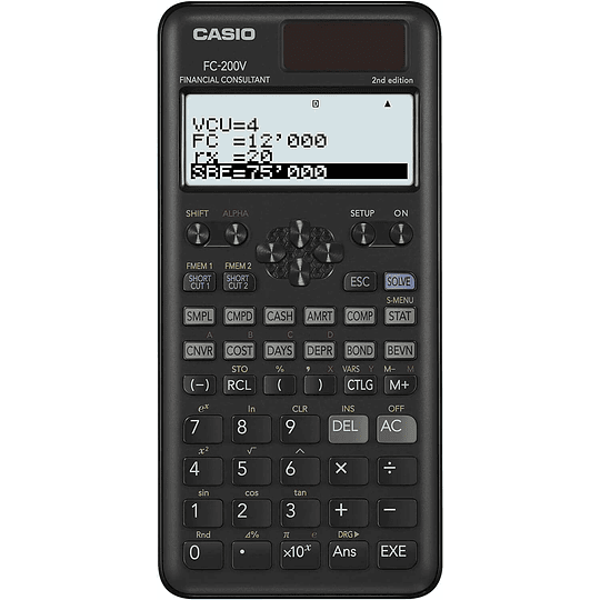 Casio FC200V Calculadora Financiera - Pantalla de 4 Lineas - Visualizacion de Varios Parametros al mismo Tiempo - Teclas de Acceso Directo Personaliza