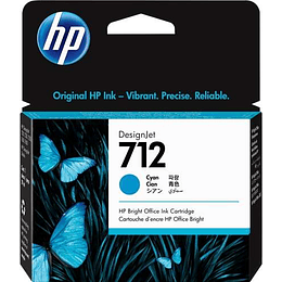 HP 712 Cyan Cartucho de Tinta Original - 3ED67A