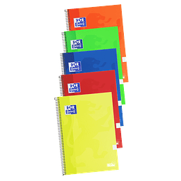 Oxford School Classic Cuaderno Espiral Tapa Extradura Write&Erase - Folio 4x4 con Margen - 80 Hojas - Colores Surtidos