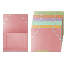 Bismark Pack de 6 Carpetas de Solapa Polipropileno - Tamaño A4 - Cierre con Gomas - Colores Surtidos Pastel