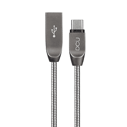 DCU Tecnologic Pure Metal Cable USB Tipo C a USB - Conector Reversible - Carga Rapida 2.1A - 1m - Color Metal