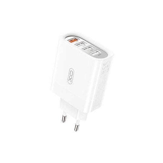 XO Cargador USB de 4 Puertos - Potencia Total de 18W - Salida Simultanea de 2 o 3 Puertos - Proteccion Inteligente - Peso de 62gr - Color Blanco