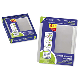 Bismark Pack de 4+1 Forralibros Ajustable - Ideal para Uso Escolar - Facil de Usar - Alta Durabilidad - Color Transparente