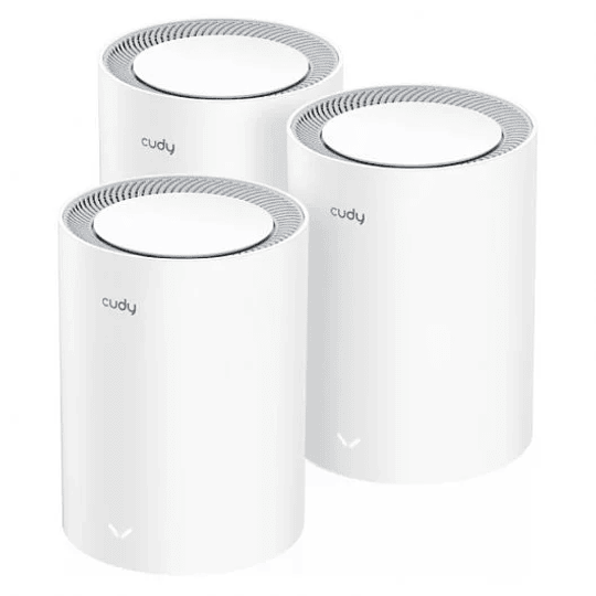 Cudy M1800 Pack de 3 Sistemas WiFi 6 Mesh AX1800 Dual Band - 1201Mbps en 5GHz, 574Mbps en 2,4GHz - 1x Puerto LAN 1000/100/10Mbps, 1x Puerto WAN 1000/1