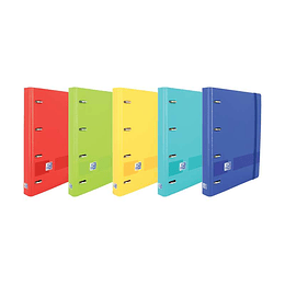 Oxford Europeanbinder Live & Go Carpeta de 4 Anillas Formato A4+ con Recambio Cuadriculado 5x5mm y 4 Taladros - Tapa de Plastico Resistente - Cierre c