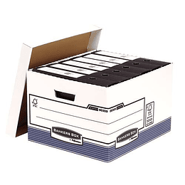 Fellowes Bankers Box Contenedor de Archivos Folio - Montaje Automatico Fastfold - Carton Reciclado Certificacion FSC