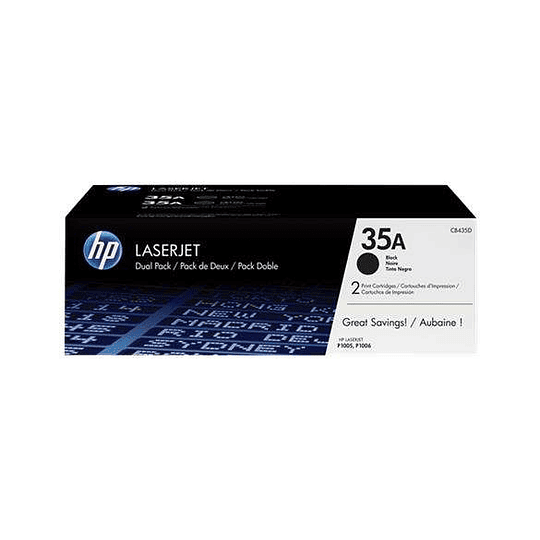 HP CB435A Negro Pack de 2 Cartuchos de Toner Originales - 35A