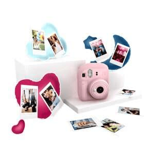 Fujifilm Pack Best Memories Instax Mini 12 Blossom Pink Camara Instantanea + Film Instax Mini 10ud. + 3 Portafotos - Tamaño de Imagen 62x46mm - Flash 