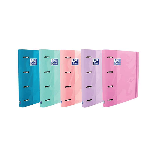 Oxford Europeanbinder Touch Carpeta de 4 Anillas Formato A4+ con Recambio Cuadriculado 5x5mm y 4 Taladros - Tapa Tacto Suave - Cierre con Goma Elastic