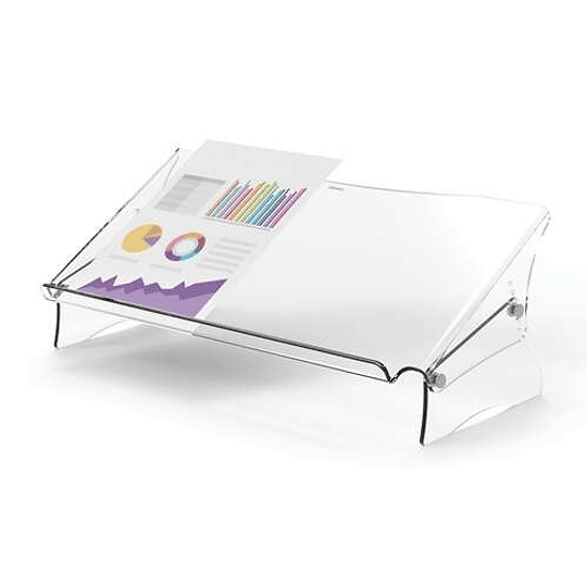 Fellowes Clarity Soporte y Atril de Documentos - Espacio Interior para Complementos - Formatos de Papel A4, A3 - Hasta 6kg - Color Transportes