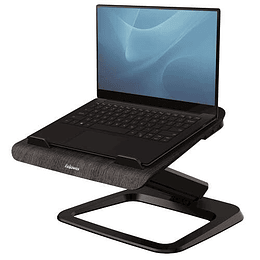 Fellowes Hana Soporte para Portatil - Sistema de Muelle a Gas - Inclinacion Maxima 95º - 4 Puertos USB - Base de Aluminio y Plataforma de Madera - Has