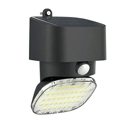 Elbat Foco Solar 2000LM - Luz Fria 6000K - Regulacion Vertical y Horizontal - Panel Solar 1W - IP65 - Color Negro