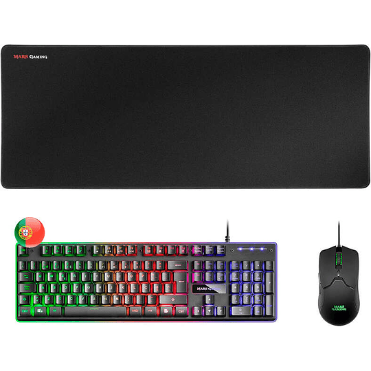 Mars Gaming Pack Premium Teclado hibrido H-MECH - Raton Ultra ligero 10K - Alfombrilla XXL - Tecnologia H-MECH - Iluminacion FRGB Rainbow - Raton Ultr