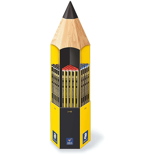 Staedtler Noris 120 Expositor de 90 Lapices de Grafito Hexagonal - Diferentes Graduaciones de Mina - Madera de Bosques Sostenibles