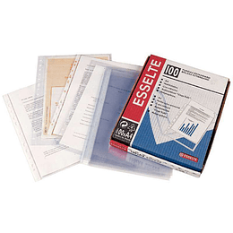 Esselte Pack de 100 Fundas Porta Documentos Multitaladro PVC - Tamaño Folio - Liso Calidad Estandar - Transparente