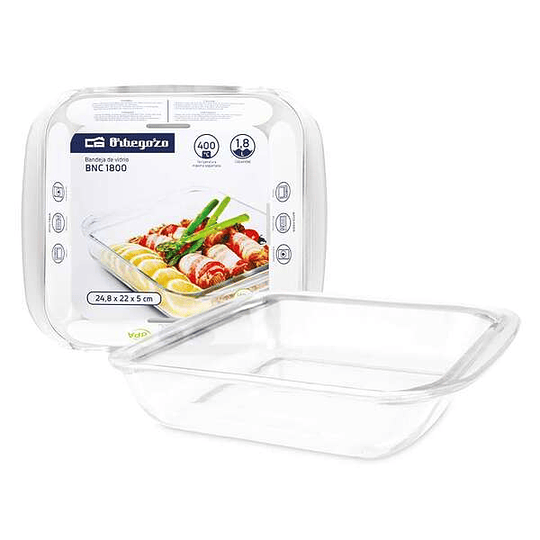 Orbegozo Serie BNC Bandejas de Vidrio - Versatilidad en tu Cocina - Resistencia y Durabilidad Unicas - Capacidadad 1.8L - Apto para Horno - Microondas