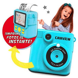 Camview Camara Instantanea Creativa Pantalla LED 2.4" - Impresion de Fotos al Instante - Filtros y Marcos Personalizables - Soporta MicroSD - Funcion 