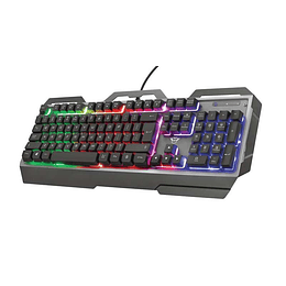 Trust Gaming GXT 856 Torac Teclado USB - 12 Teclas Multimedia - Antighosting - Iluminacion LED - Placa Superior Metalica - Cable de 1.80m - Color Gris