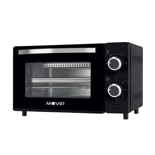 Muvip Horno de Sobremesa 650W 10L - Regulador de Temperatura 100º - 230º - Puerta de Cristal Templado - Cuerpo de Acero Inoxidable