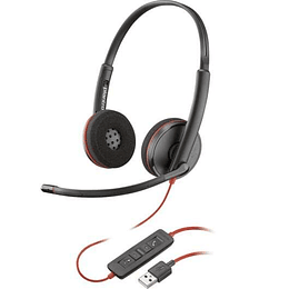 Plantronics/Poly Blackwire C3220 USB-A Auriculares con Microfono - Almohadillas Acolchadas - Controles en Cable - Color Negro