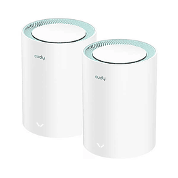 Cudy M1300 Pack de 2 Sistemas WiFi Mesh AC1200 Dual Band - 867Mbps en 5GHz, 300Mbps en 2,4GHz - 1x Puerto LAN 1000/100/10Mbps, 1x Puerto WAN 1000/100/