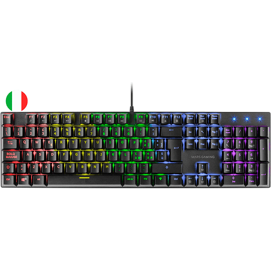 Mars Gaming Teclado Mecanico RGB MK422 - Tecnologia Antipolvo - Efectos de Iluminacion Rainbow - Teclas Ultra-resistentes - Funciones Multimedia y Mod