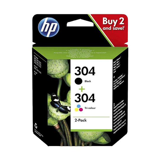 HP 304 Negro + Color Pack de 2 Cartuchos de Tinta Originales - 3JB05AE