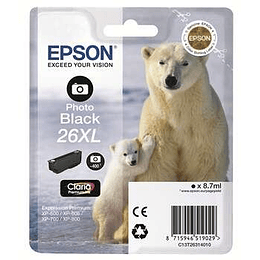 Epson T2631 (26XL) Negro Photo Cartucho de Tinta Original - C13T26314012