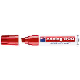 Edding 800 Rotulador Permanente - Punta Biselada - Trazo entre 4 y 12 mm. - Recargable - Secado Instantaneo - Color Rojo