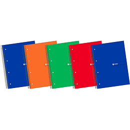 Enri Plus Cuaderno Espiral Formato A4+ Cuadriculado 5x5mm - 120 Hojas + 40 Gratis Microperforadas - Cubierta Extradura - Colores Surtidos