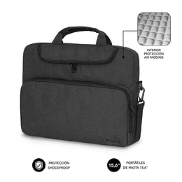 Subblim Maletin para Portatiles de hasta 15.6 Pulgadas - Proteccion Air Padding - Resistente Poliester Oxford - Repelente de Liquidos - Color Negro