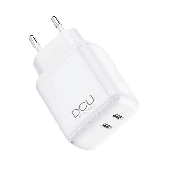 DCU Tecnologic Cargador Doble USB Tipo C PD 20W + 20W - Color Blanco