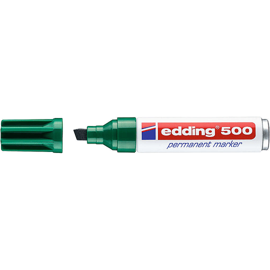 Edding 500 Rotulador Permanente - Punta Biselada - Trazo entre 2 y 7 mm. - Recargable - Secado Instantaneo - Color Verde