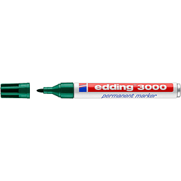 Edding 3000 Rotulador Permanente - Punta Redonda de 1.5mm - Trazo entre 1.5 y 3mm - Recargable - Secado Rapido - Color Verde