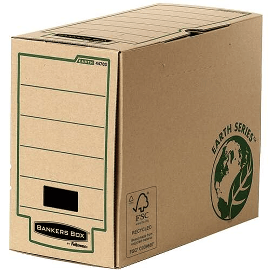 Fellowes Bankers Box Earth Caja de Archivo Definitivo A4 150mm - Montaje Manual - Carton Reciclado Certificacion FSC - Color Marron