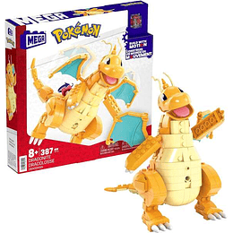 Mattel Mega Construx Wonder Builders Pokemon Dragonite - Figura de Construccion - Tamaño 19cm aprox. - 387 Piezas