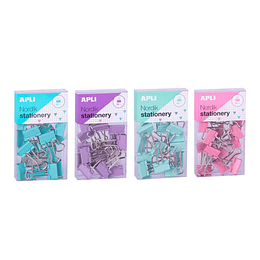 Apli Pinzas de Palas Abatibles 19mm - Clips de Acero Templado en Colores Pastel - Asas en Acabado Niquel - 15 Pinzas por Caja - 12 Cajas (3 por Color)